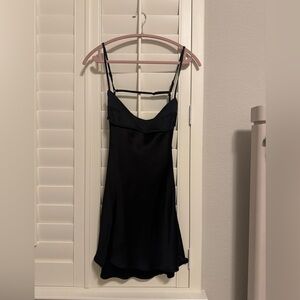Zara Sleek Sexy Little Black Satin Dress